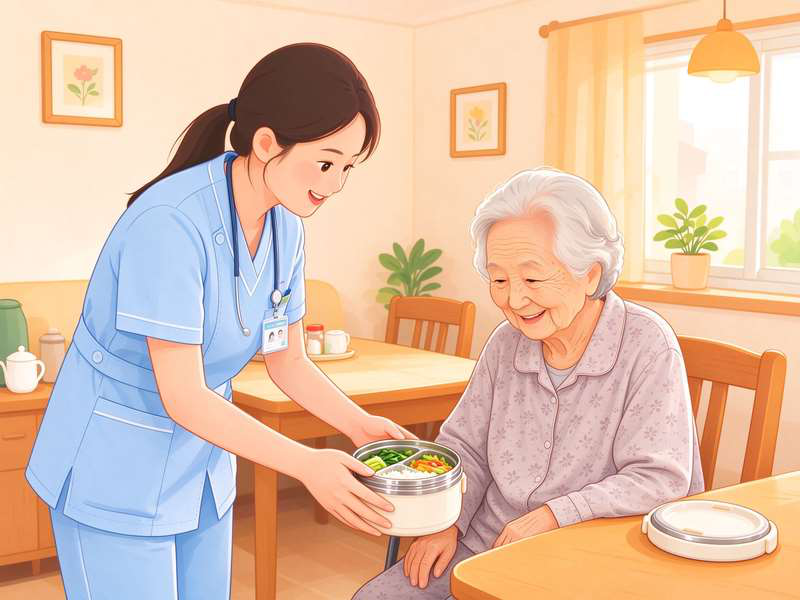 护理人员为老人喂饭